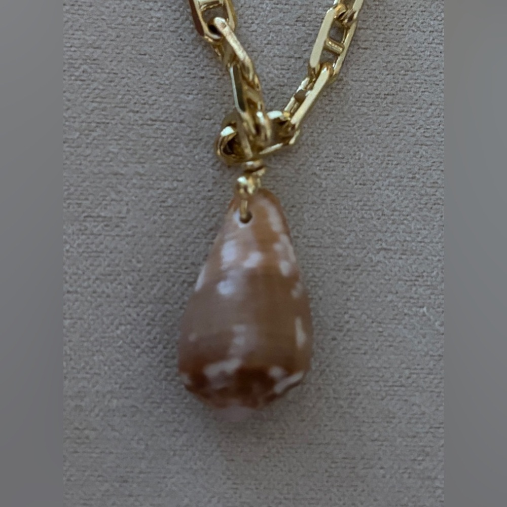 Hawaiian Cone Shell Mariner chain choker necklace gold fill Maui mermaid beach - Picture 4 of 5